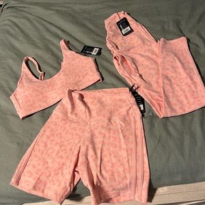 Ryderwear Pink Leopard Leggings and Sports Bra Set